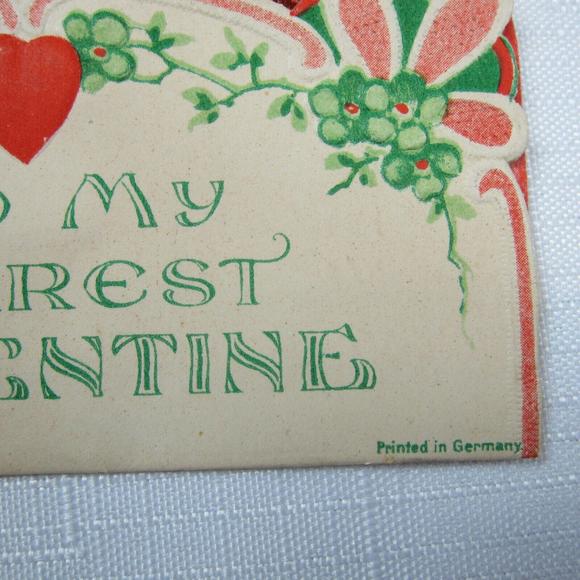 Vintage Valentine Pop Up 3D Die Cut Honeycomb Girl Boy Gardener Germany 1920-30s - Picture 10 of 12